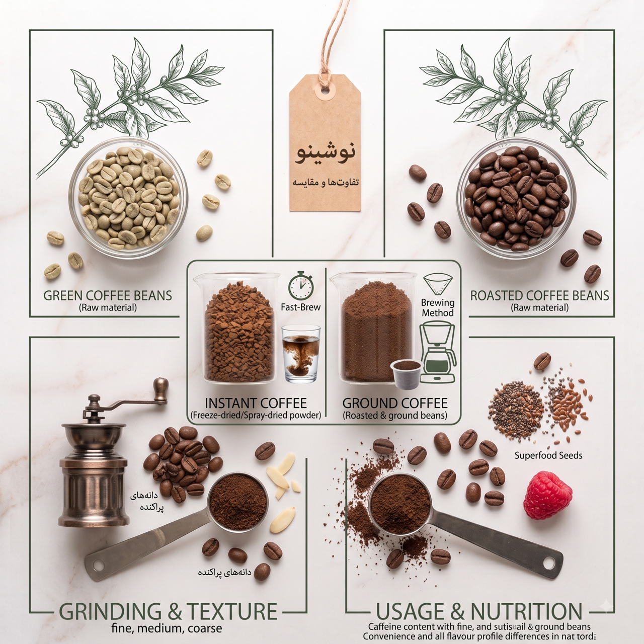 تفاوت قهوه فوری و قهوه آسیابشده چیست؟
